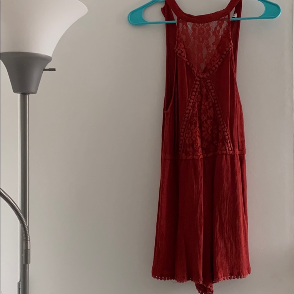 Orange high neck romper